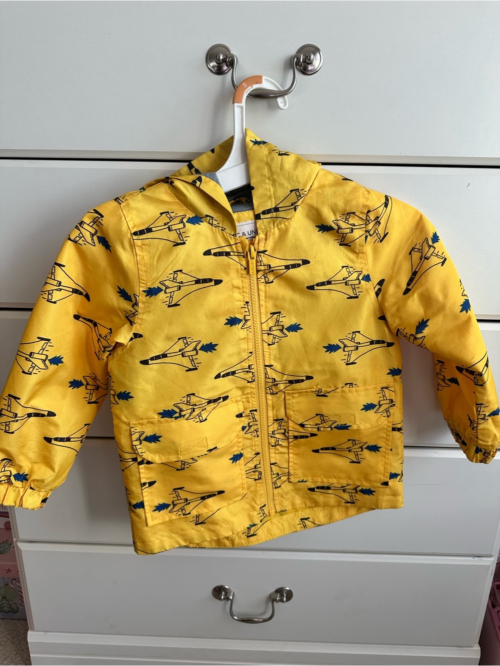 Carter's Yellow Hooded Rain Jacket with Jet Print